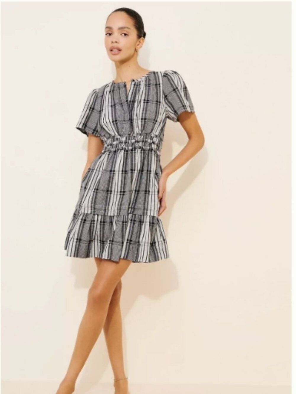 EUC ANTHROPOLOGIE Short Sleeve Somerset Mini Dress Black Size M